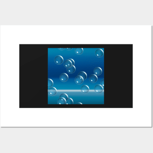 Blue bubbles on ocean horizon Posters and Art